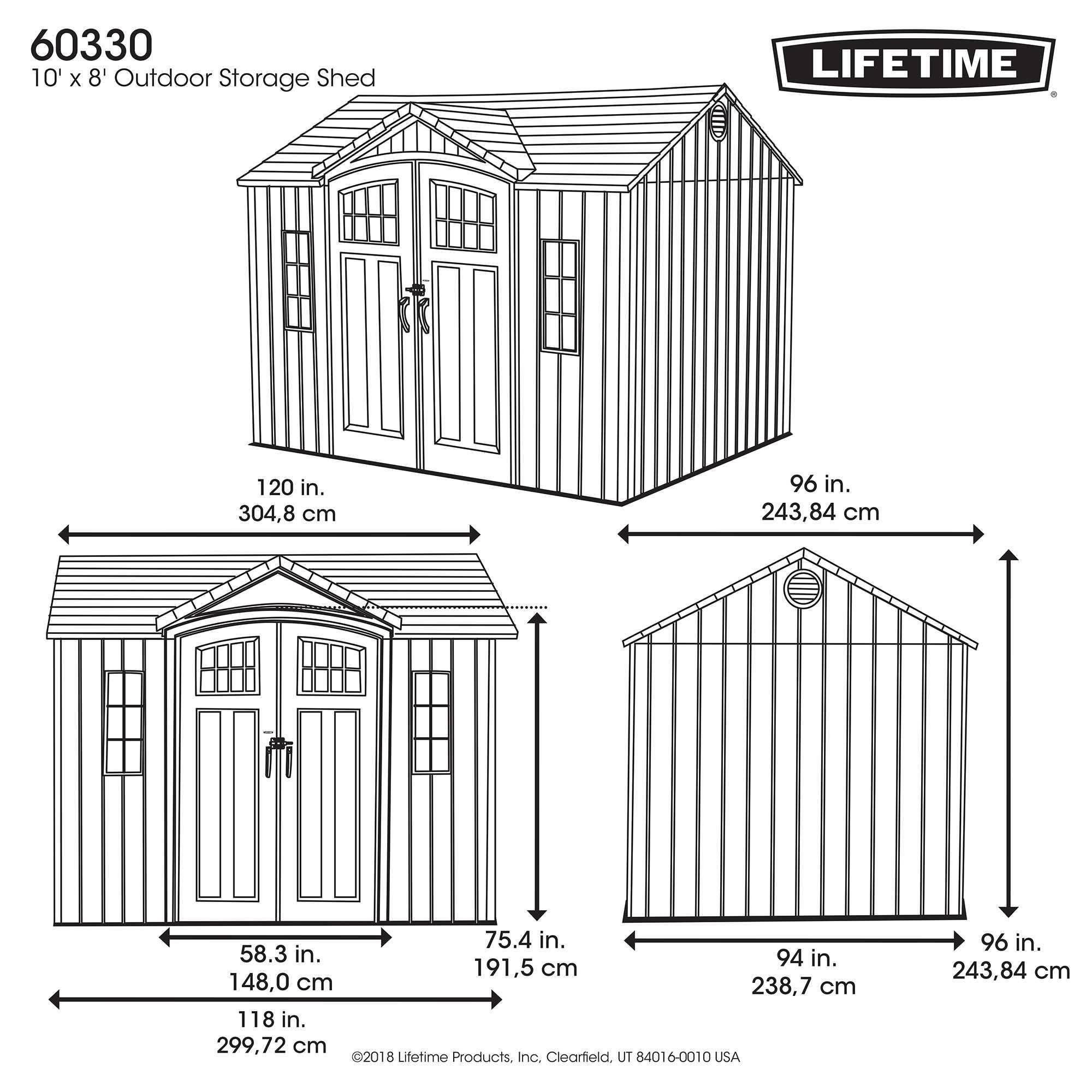 Lifetime - Abri de jardin résine 7m2  3.05x2.44m LIFETIME #60330 - Image 8