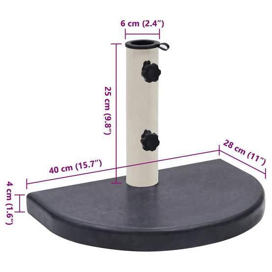 ComfortXL - Pied de Parasol Demi-Lune en Granit 10 kg Socle pour Mur Balcon Terrasse Noir – ComfortXL Outdoor Living - Image 7