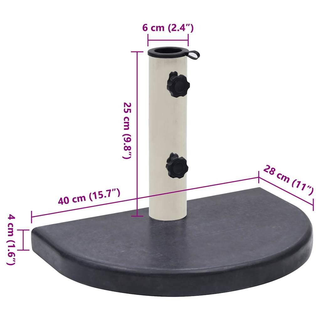 ComfortXL - Pied de Parasol Demi-Lune en Granit 10 kg Socle pour Mur Balcon Terrasse Noir – ComfortXL Outdoor Living - Image 7
