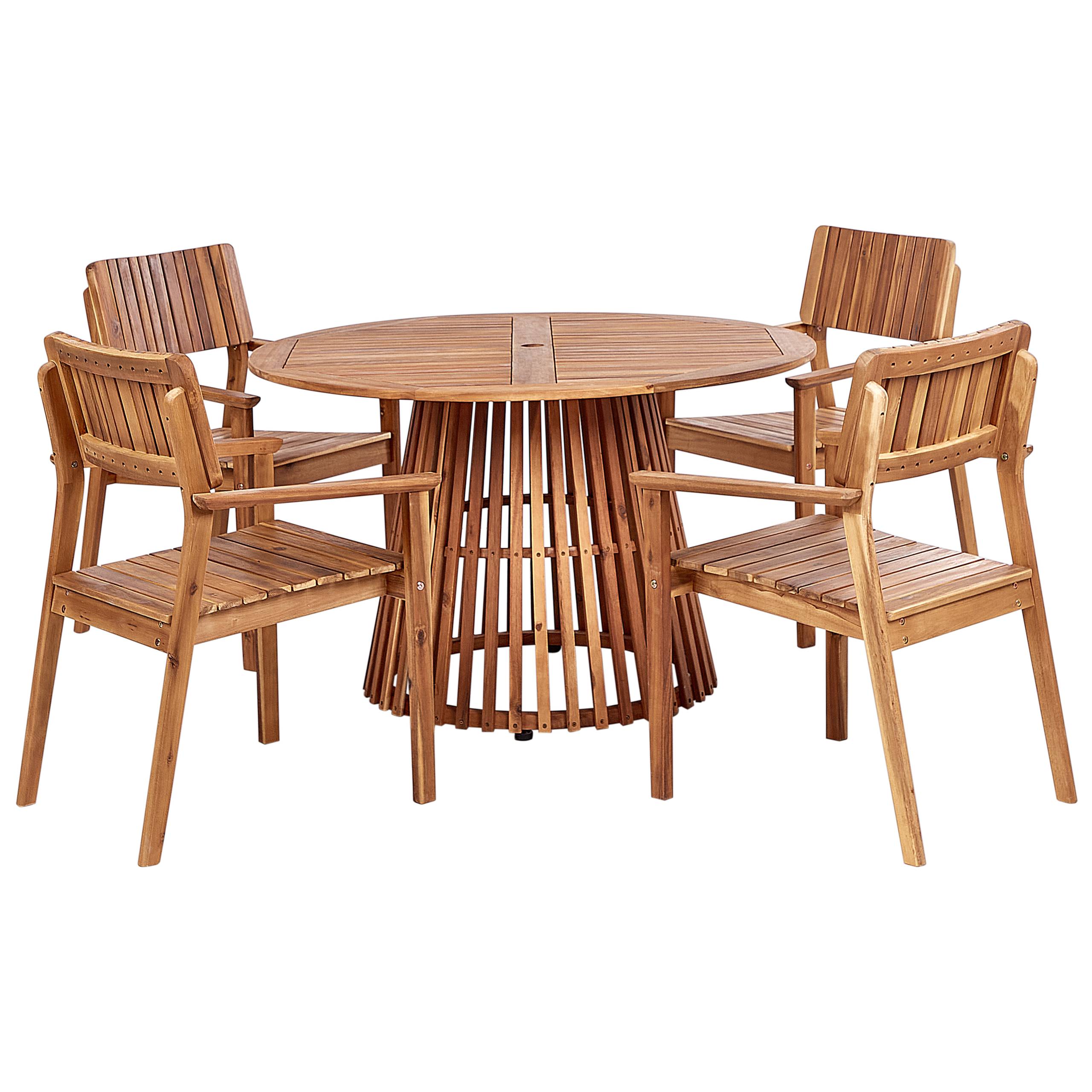 Beliani - Set de salle à manger, 4 Personnes Acacia Marron AGELLO - Beliani - Imagen 2