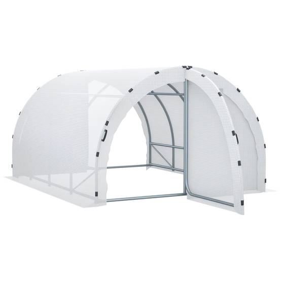 ComfortXL - Serre de Jardin Tunnel 12m² Acier renforcé pour potager Double porte avec poignées 4x3x2m Blanc - ComfortXL Outdoor Living - Image 1