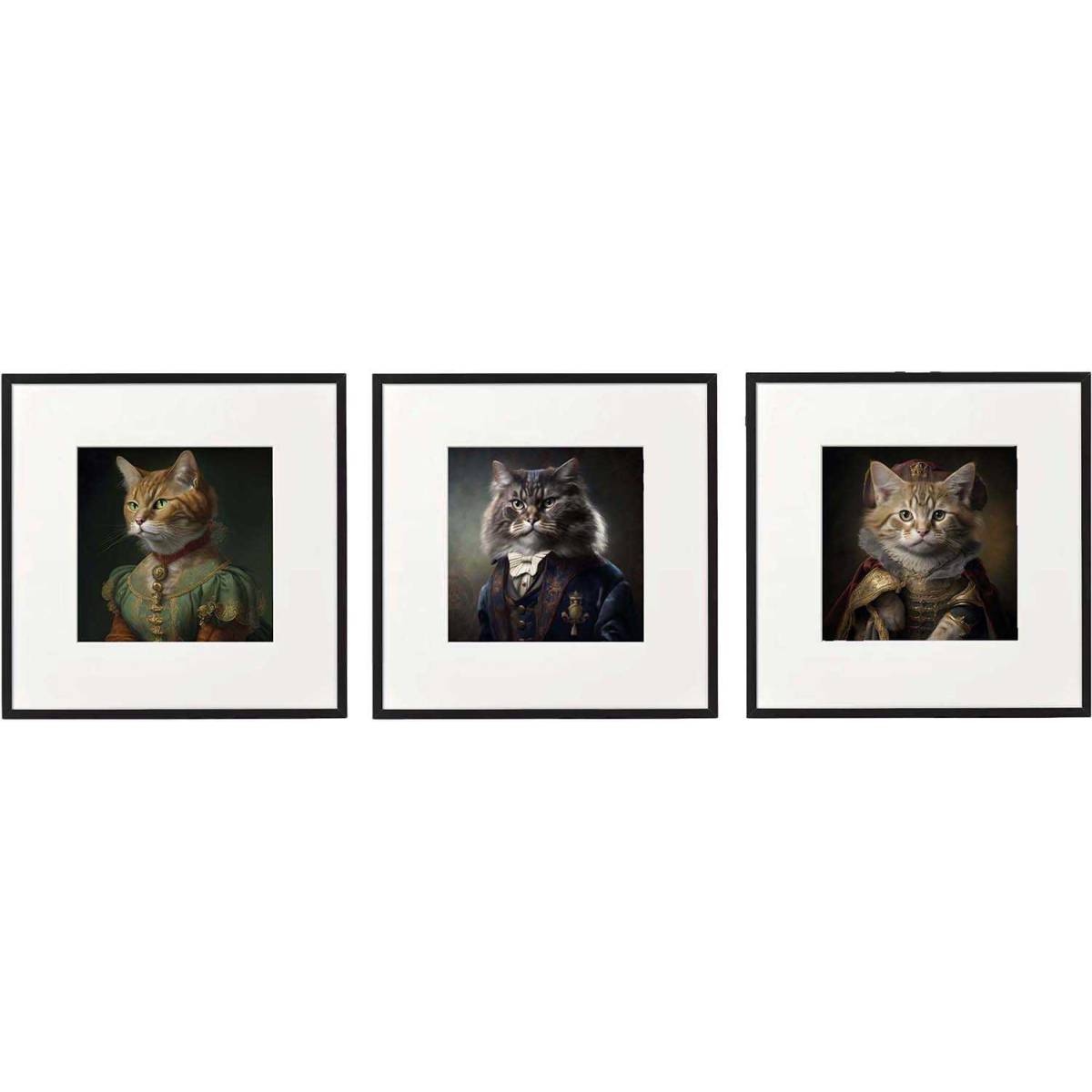 Sil - Tableau décoratif Animal head 40 x 40 cm (Lot de 3) Chats