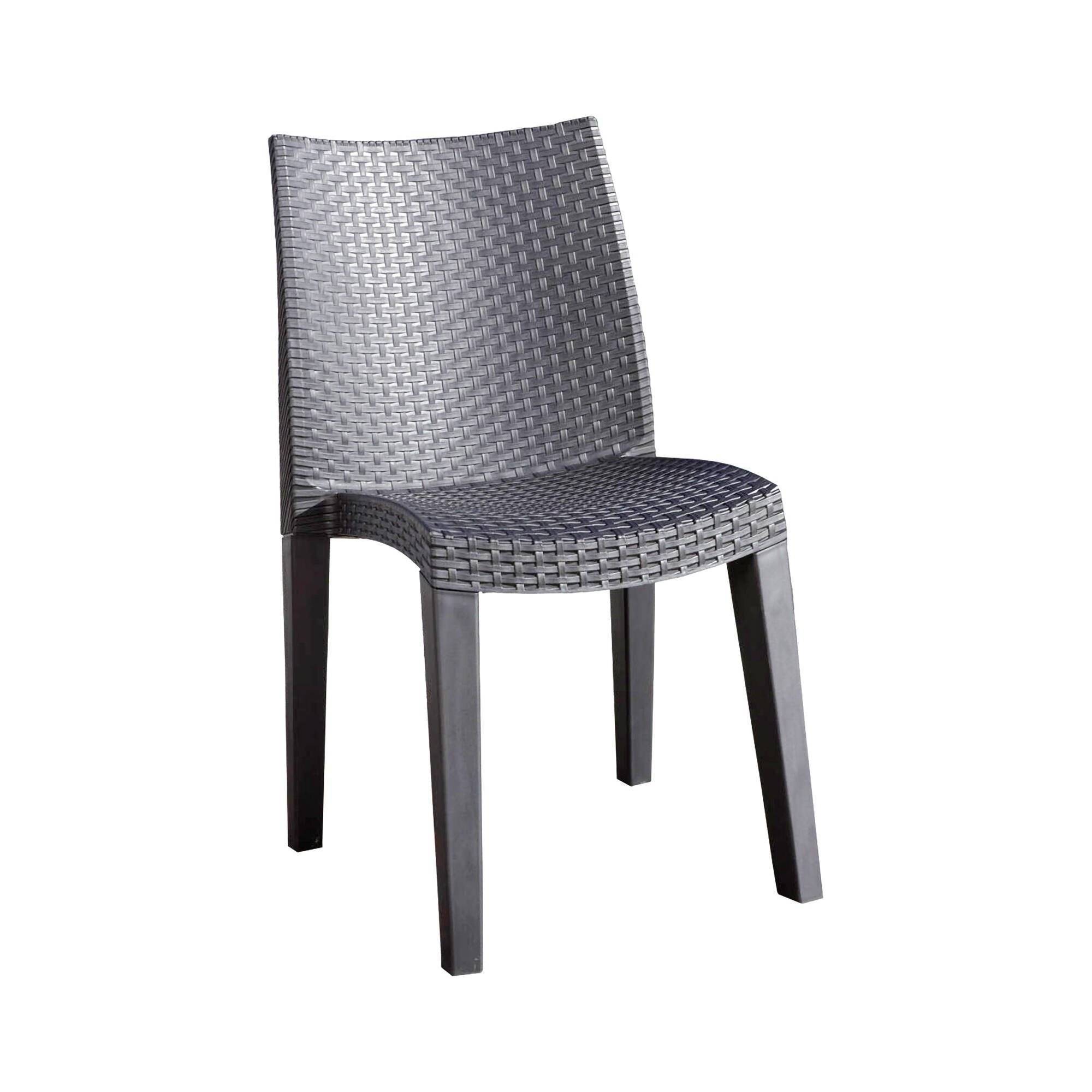 Dmora - Chaise d'extérieur Trieste, Siège de jardin, Chaise pour table à manger, Fauteuil d'extérieur effet rotin, 48x55h86 cm, Anthracite - Dmora - Imagen 1