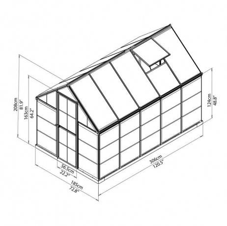 Canopia - Serre de jardin en polycarbonate Hybrid 5,66 m², Couleur Vert, Ancrage au sol Non - Imagen 6