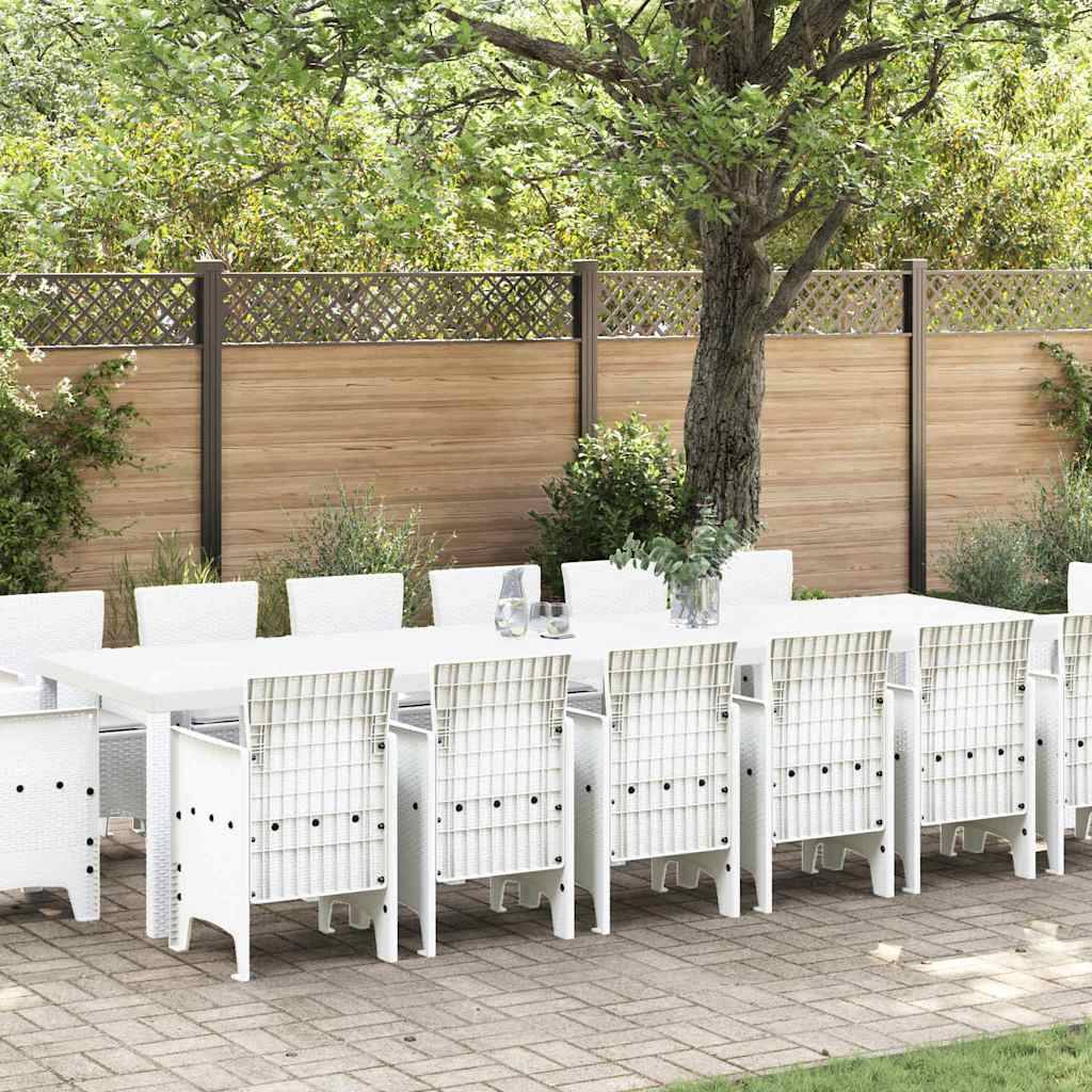 Table et Chaises de Jardin 15 Pièces Résine Tressée avec Coussins pour 14 Convives Blanc – ComfortXL Outdoor Living - Image 1