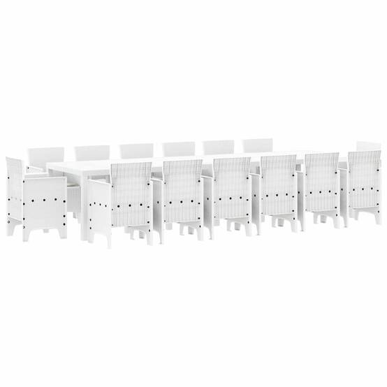 Table et Chaises de Jardin 15 Pièces Résine Tressée avec Coussins pour 14 Convives Blanc – ComfortXL Outdoor Living - Image 2