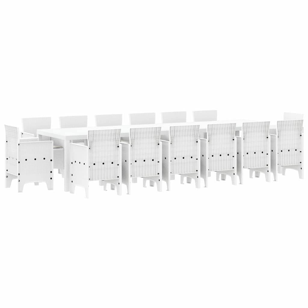 Table et Chaises de Jardin 15 Pièces Résine Tressée avec Coussins pour 14 Convives Blanc – ComfortXL Outdoor Living - Image 2