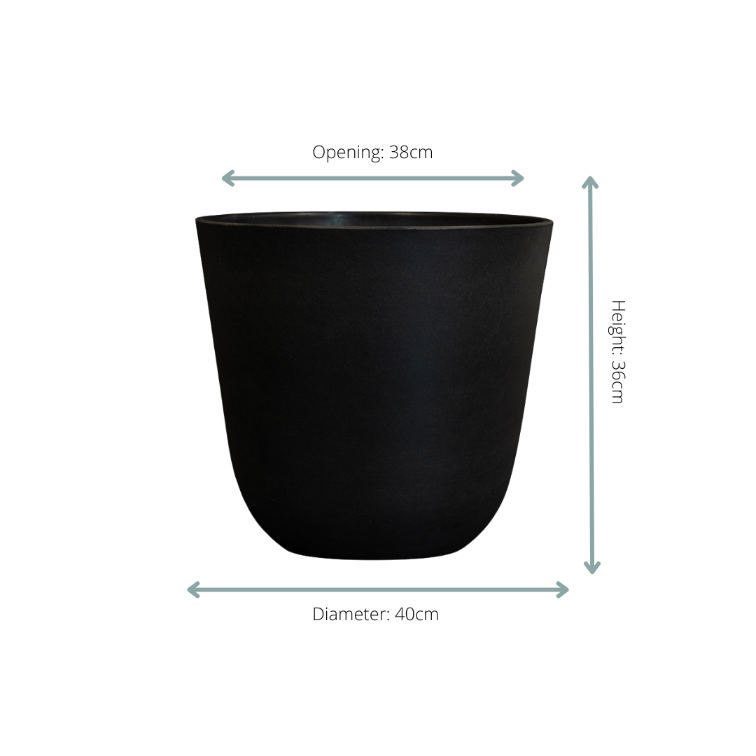 Pot de fleurs noir - D.40cm x H.36cm - Image 2