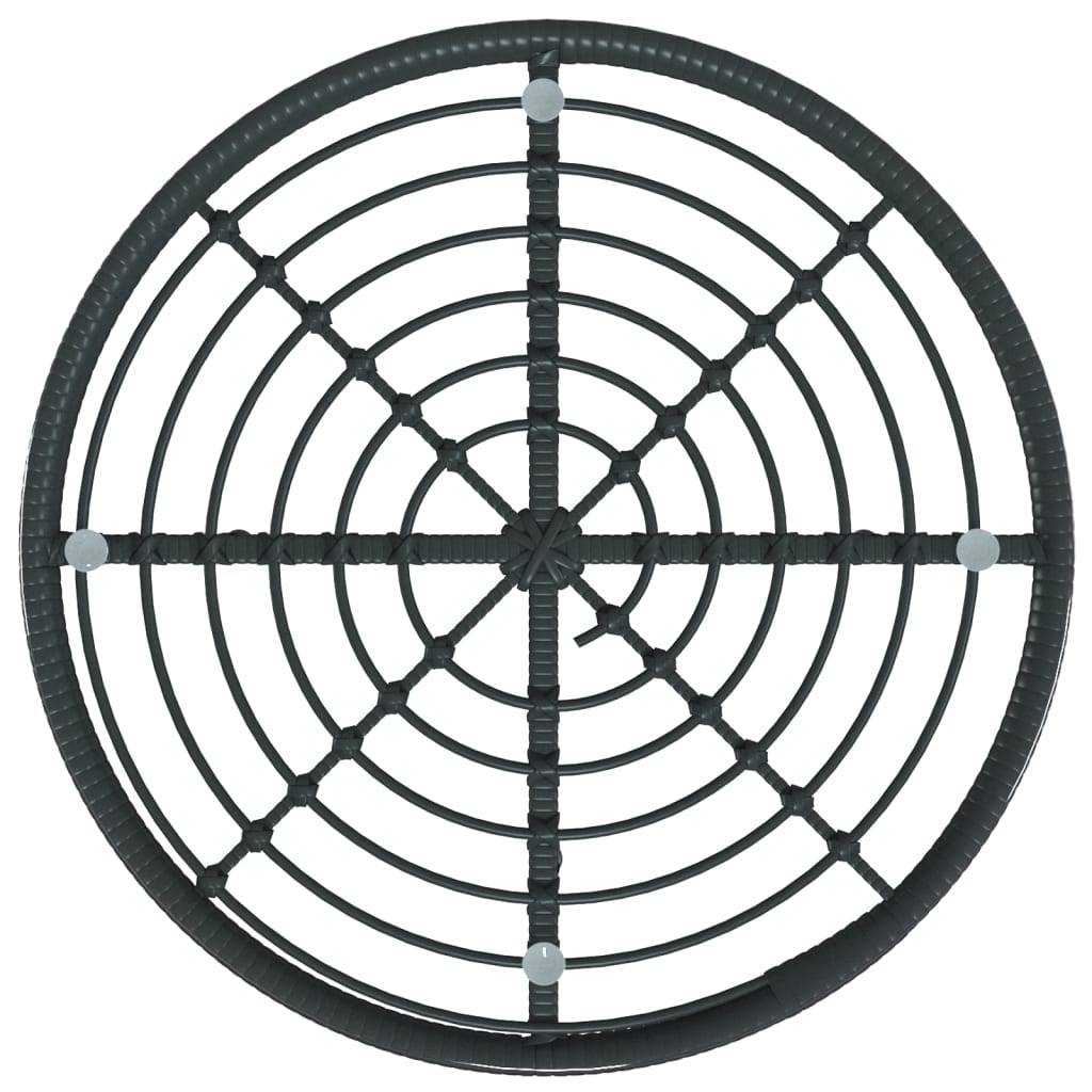 Table de Jardin Ronde Noire Ø80cm, Plateau Verre et Contour Poly Rotin, pour 2-4 Personnes – ComfortXL Outdoor Living - Image 4