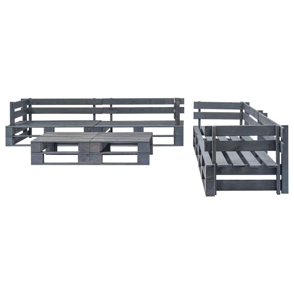 Salon de jardin meuble d'extérieur ensemble de mobilier palette 6 pièces bois gris - Image 2