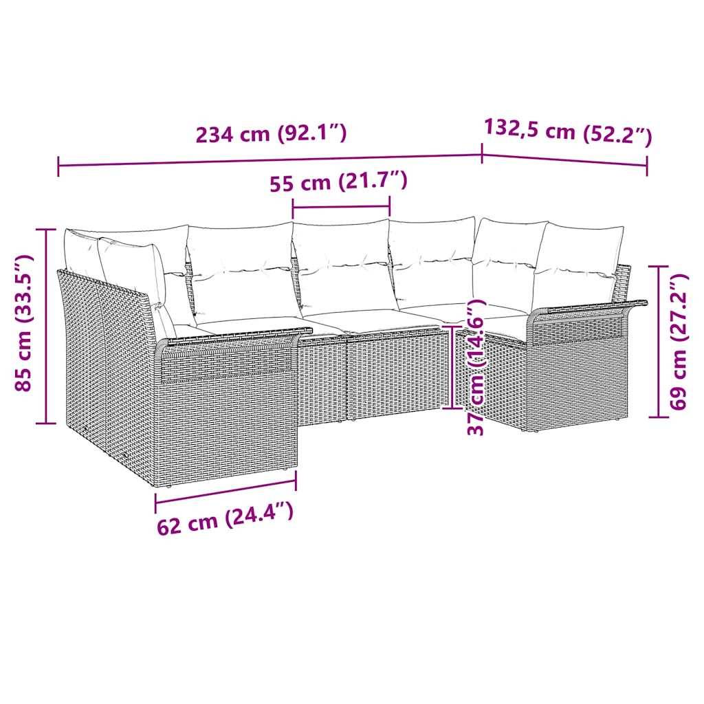 Salon de Jardin 6 Pièces Poly Rotin Modulable Confortable pour Terrasse et Jardin Marron – ComfortXL Outdoor Living - Image 4