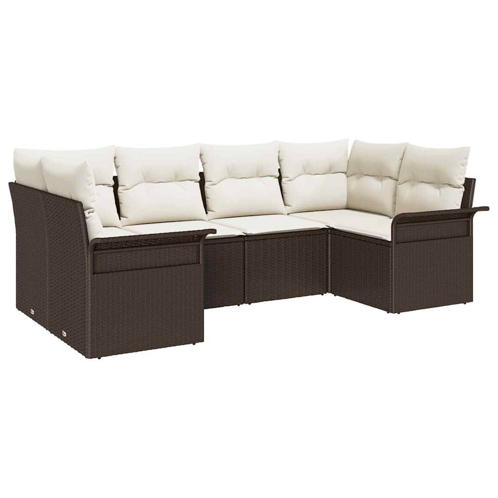 Salon de Jardin 6 Pièces Poly Rotin Modulable Confortable pour Terrasse et Jardin Marron – ComfortXL Outdoor Living - Image 2