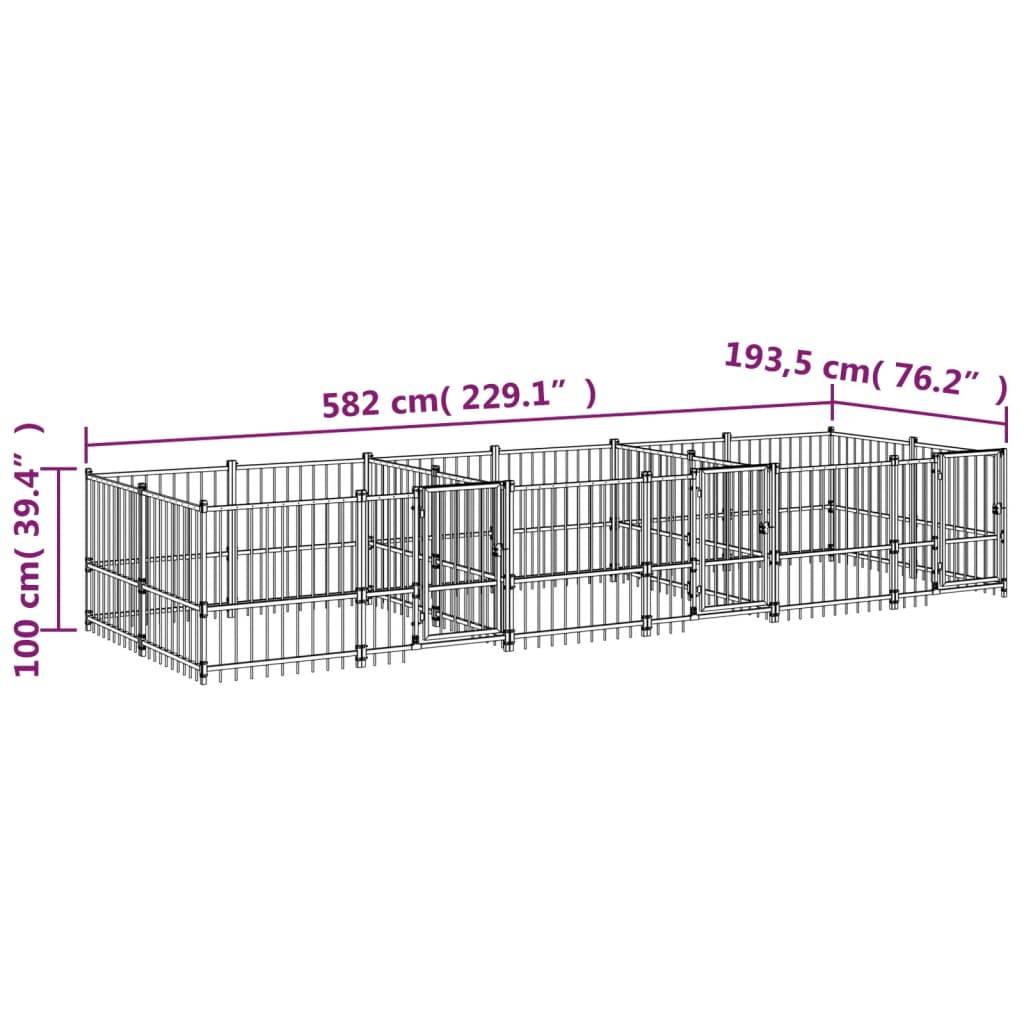 Vidaxl - Chenil d'extérieur pour chiens Acier 11,26 m² vidaXL 3124665 - Imagen 3