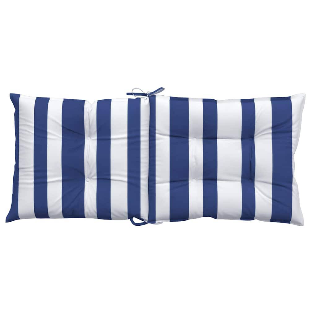 Lot de 2 Coussins Fauteuil Dossier Bas Tissu Oxford Imperméable Rayures Bleu et Blanc 100x50cm – ComfortXL Outdoor Living - Image 7
