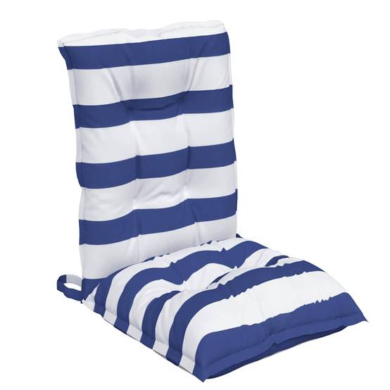 Lot de 2 Coussins Fauteuil Dossier Bas Tissu Oxford Imperméable Rayures Bleu et Blanc 100x50cm – ComfortXL Outdoor Living - Image 5