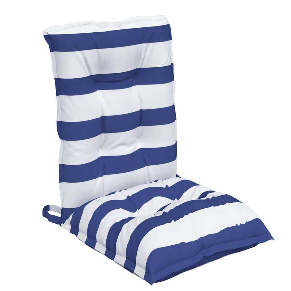 Lot de 2 Coussins Fauteuil Dossier Bas Tissu Oxford Imperméable Rayures Bleu et Blanc 100x50cm – ComfortXL Outdoor Living - Image 5