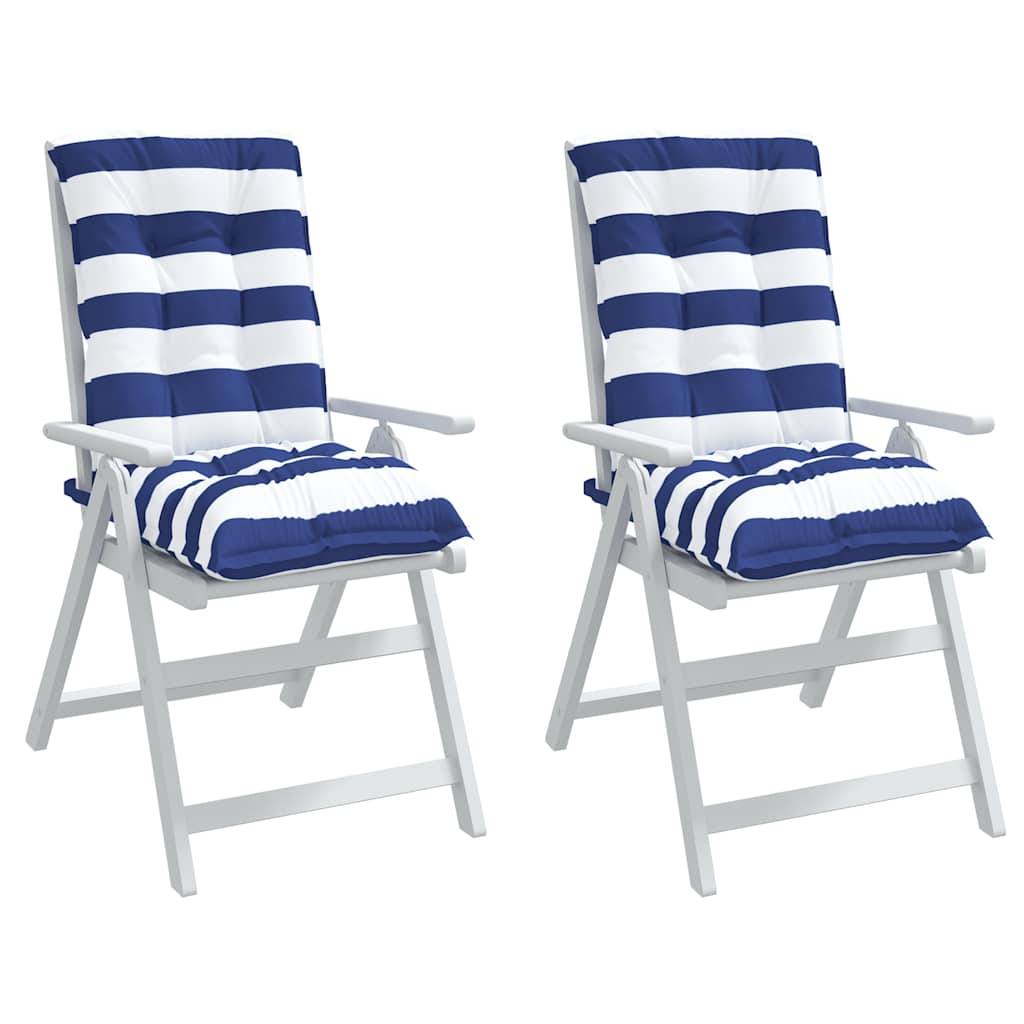 Lot de 2 Coussins Fauteuil Dossier Bas Tissu Oxford Imperméable Rayures Bleu et Blanc 100x50cm – ComfortXL Outdoor Living - Image 4