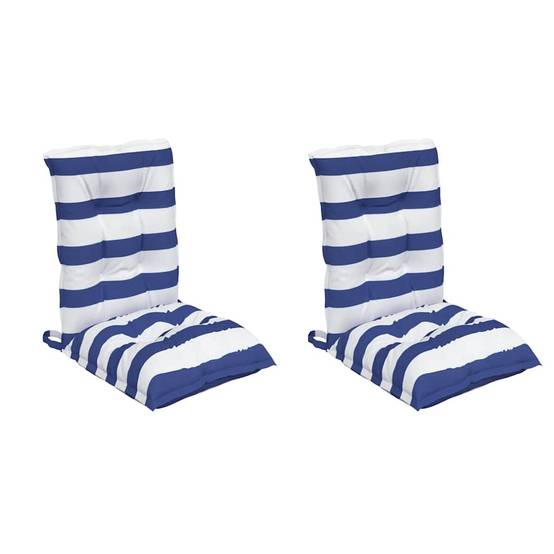 Lot de 2 Coussins Fauteuil Dossier Bas Tissu Oxford Imperméable Rayures Bleu et Blanc 100x50cm – ComfortXL Outdoor Living - Image 3