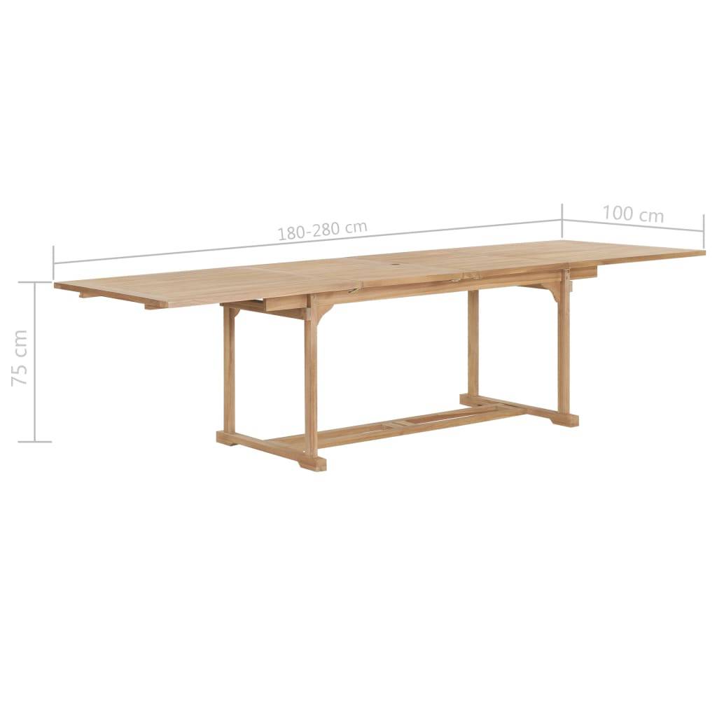 Très Grande Table de Jardin Extensible 180 à 280 cm en Teck Massif, avec Double Allonge, Idéale pour 12 Personnes – ComfortXL Outdoor Living - Image 10
