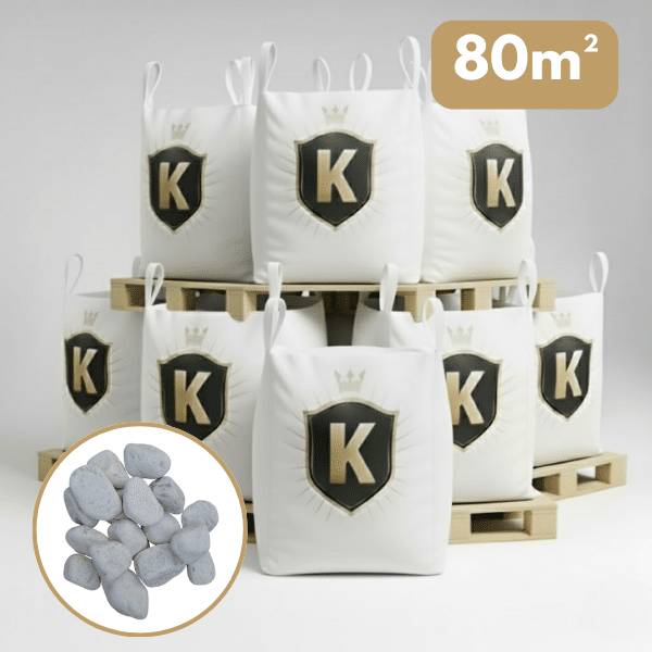 King Matériaux - Galet blanc 60/100 mm – Pack 8 Big Bag +/- 1,5T – 80 m² - Image 1