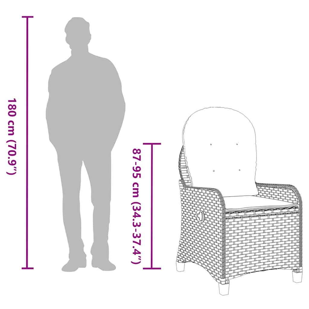 Fauteuil de jardin inclinable en polyrotin avec dossier réglable pour détente en extérieur Noir – ComfortXL Outdoor Living - Image 6