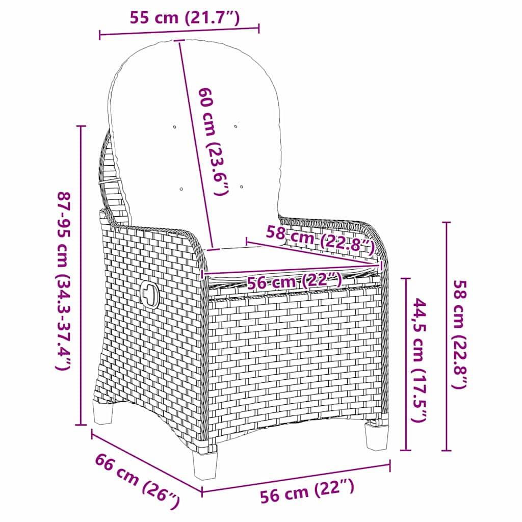 Fauteuil de jardin inclinable en polyrotin avec dossier réglable pour détente en extérieur Noir – ComfortXL Outdoor Living - Image 5