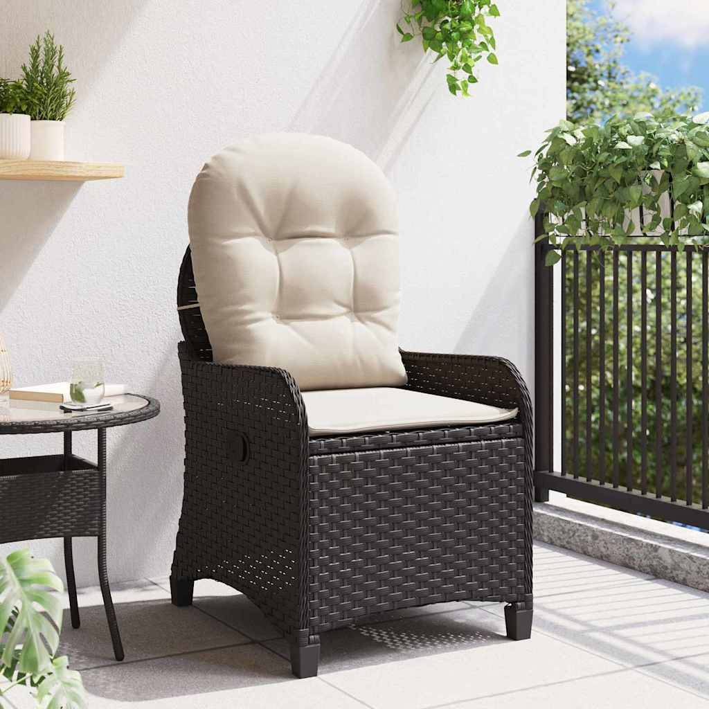 Fauteuil de jardin inclinable en polyrotin avec dossier réglable pour détente en extérieur Noir – ComfortXL Outdoor Living - Image 3