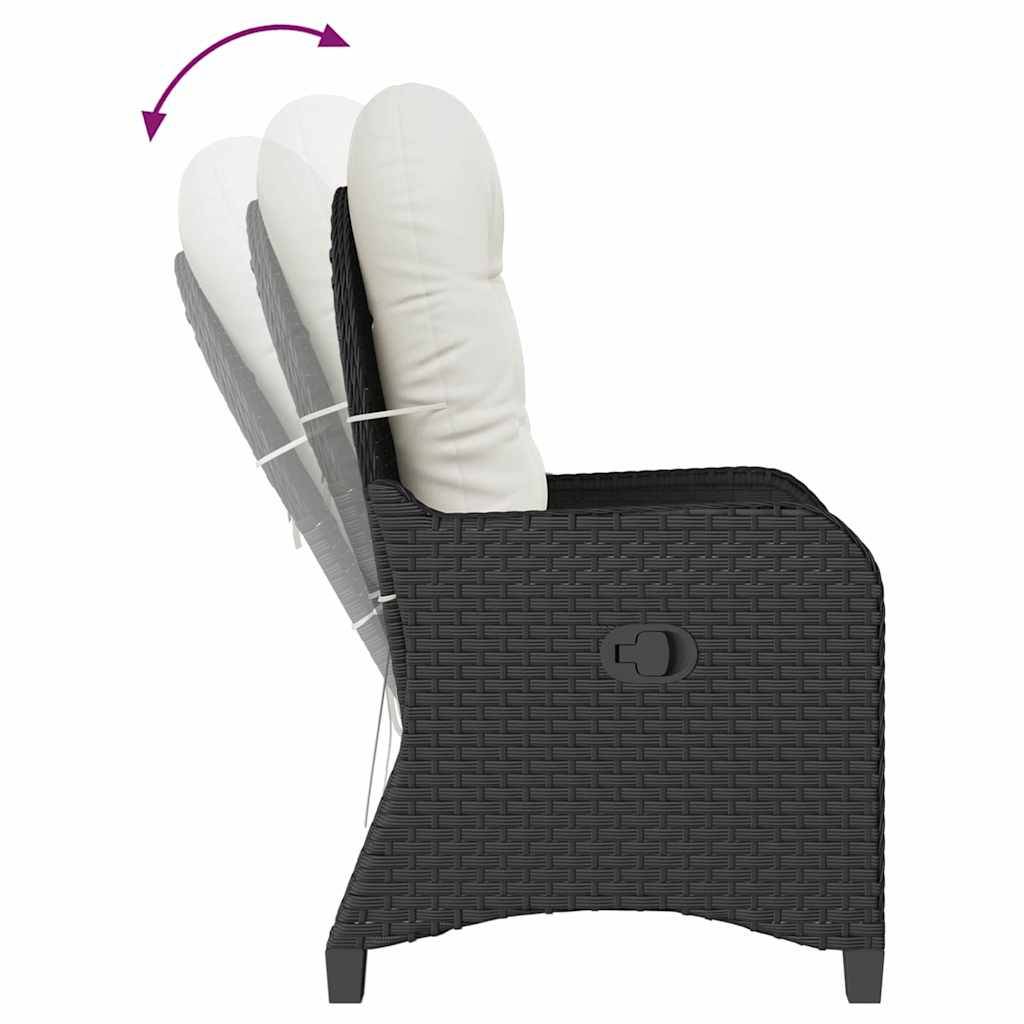 Fauteuil de jardin inclinable en polyrotin avec dossier réglable pour détente en extérieur Noir – ComfortXL Outdoor Living - Image 8