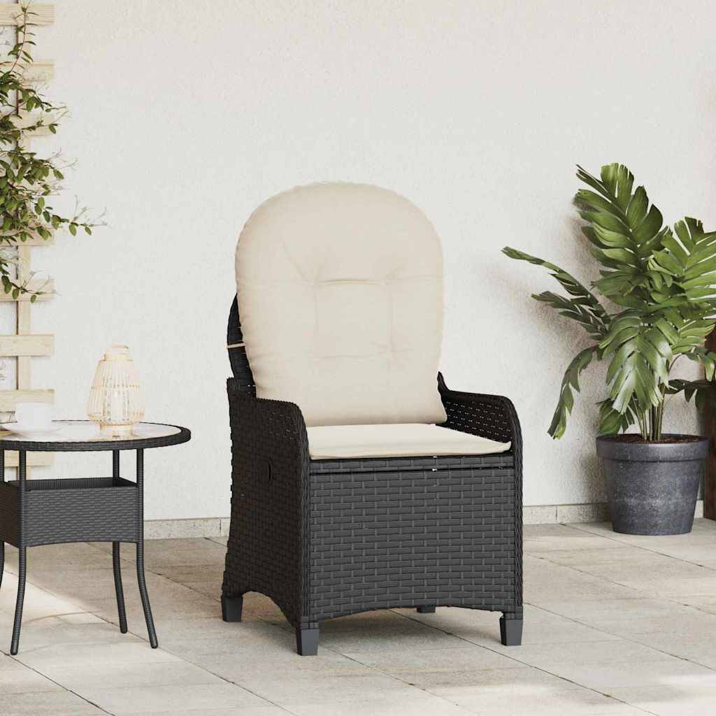 Fauteuil de jardin inclinable en polyrotin avec dossier réglable pour détente en extérieur Noir – ComfortXL Outdoor Living