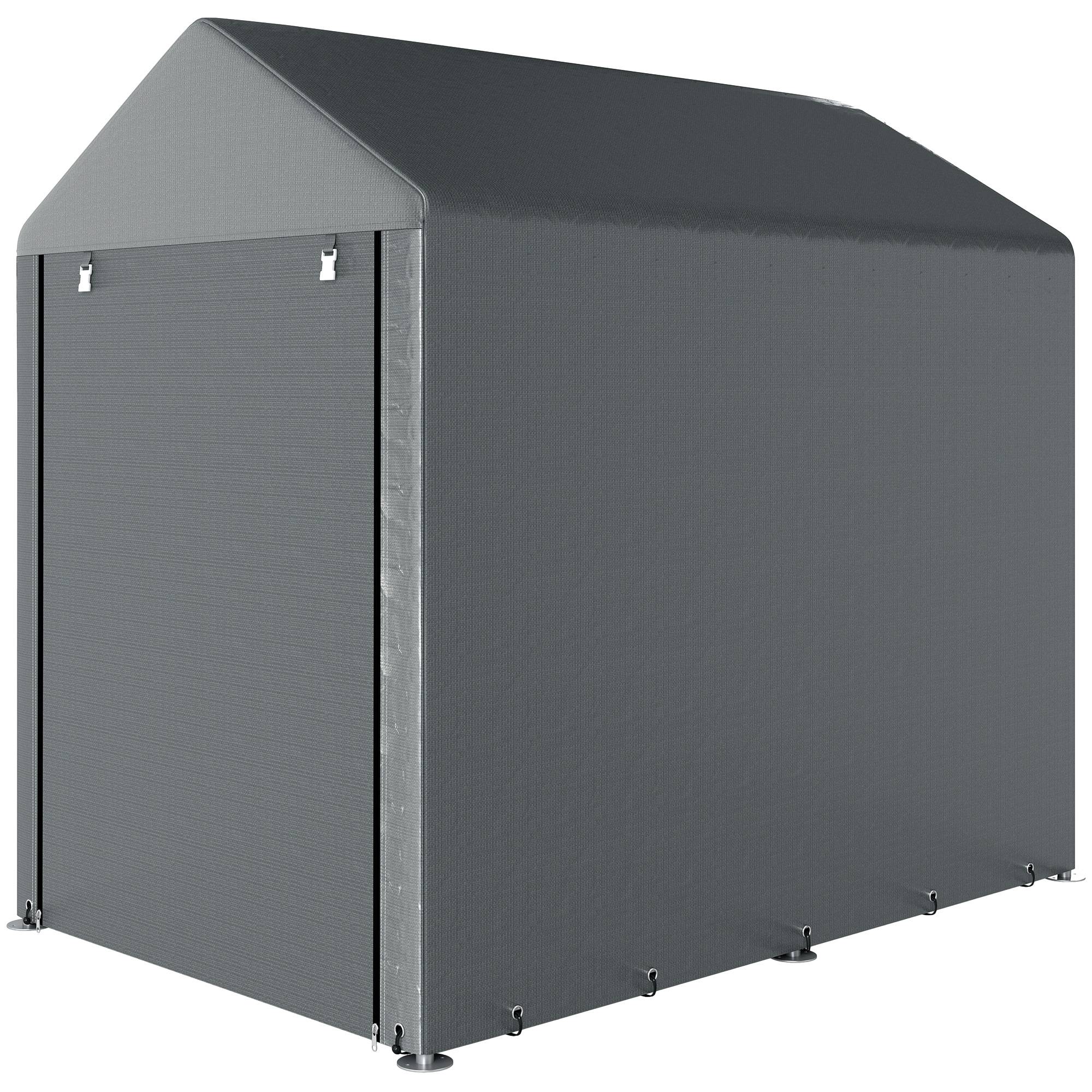 Sans Marque - Tente vélo moto 1,2x1,8x1,65 m 2 pièces porte zip imperméable UV gris foncé - Image 2