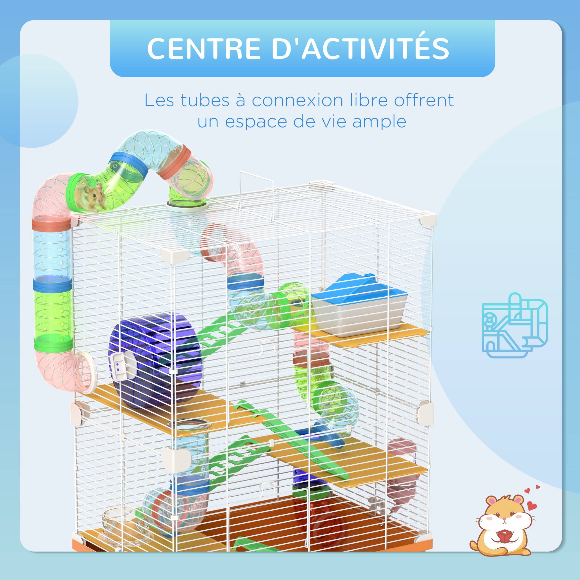 Cage pour hamster métal orange 46 x 30 x 58 cm - PANGIVO - Image 6