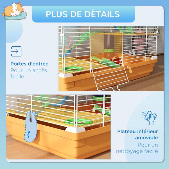 Cage pour hamster métal orange 46 x 30 x 58 cm - PANGIVO - Image 9