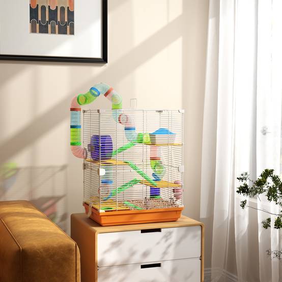Cage pour hamster métal orange 46 x 30 x 58 cm - PANGIVO - Image 3