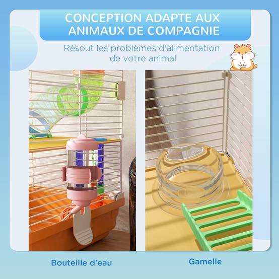 Cage pour hamster métal orange 46 x 30 x 58 cm - PANGIVO - Image 7