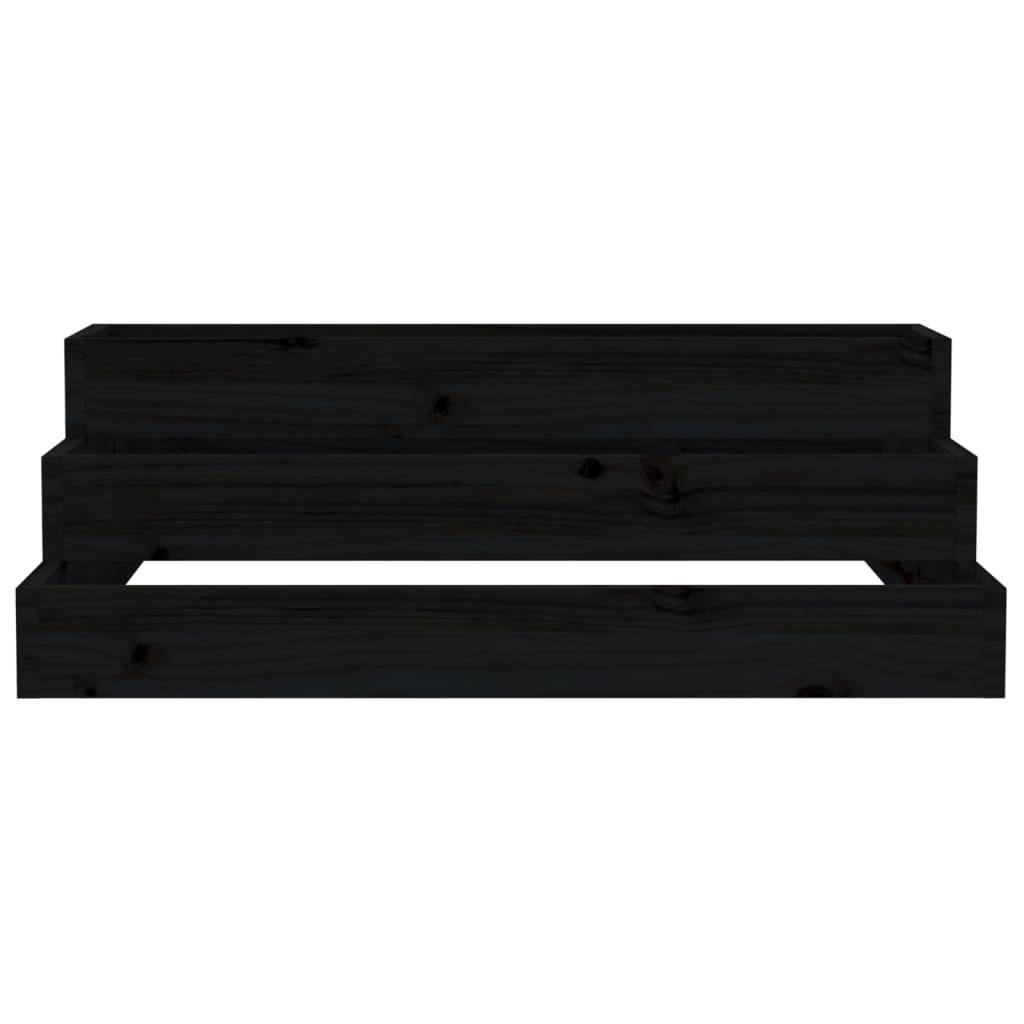 Jardinière surélevée en bois 3 niveaux potager balcon 80x80 cm Noir – ComfortXL Outdoor Living - Image 4