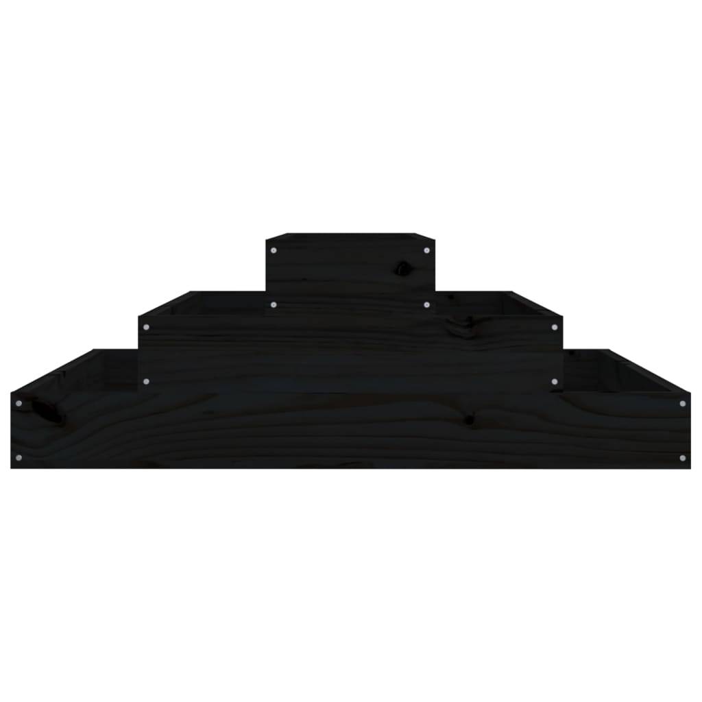 Jardinière surélevée en bois 3 niveaux potager balcon 80x80 cm Noir – ComfortXL Outdoor Living - Image 5