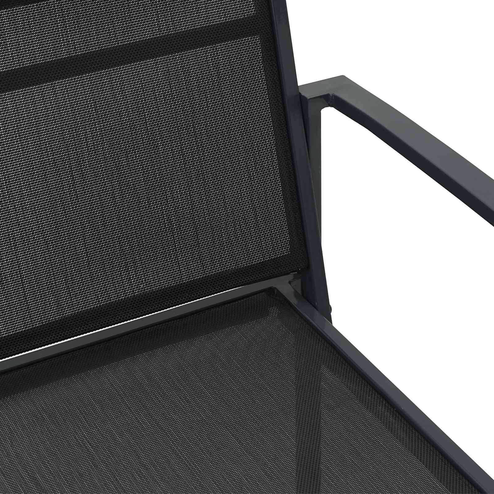 Chaises de jardin textilène noir et anthracite 53.5 x 59 x 77 cm, Poids:11.4kg - PANGIVO - Image 4
