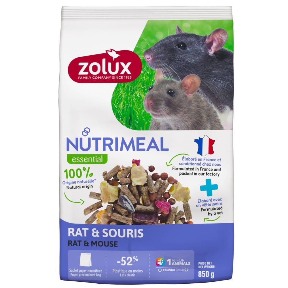 Zolux - Aliment composé pour rat et souris Nutrimeal sachet de 850 g