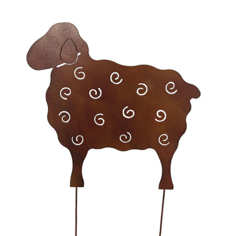 Fleur - Mouton en métal - Déco jardin 53cm - Fleur