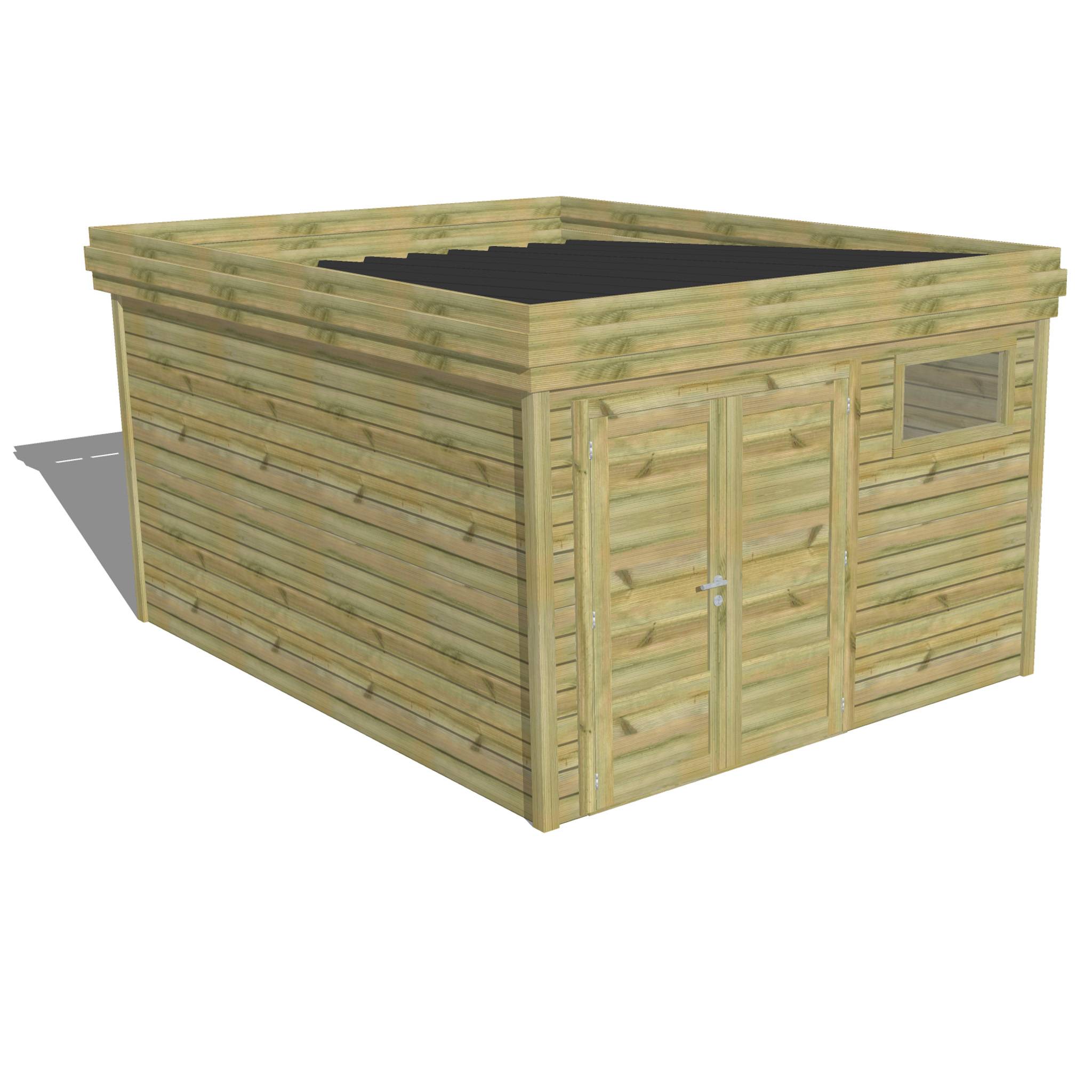 Sans Marque - ABRI DE JARDIN bois  autoclave 27mm - 3,44x4,34m / 15m2 - Bac acier - Abri Français - Imagen 1
