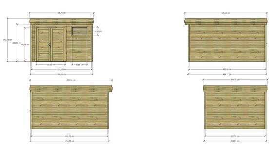Sans Marque - ABRI DE JARDIN bois autoclave 27mm - 3,44x4,34m / 15m2 - Bac acier - Abri Français - Image 4