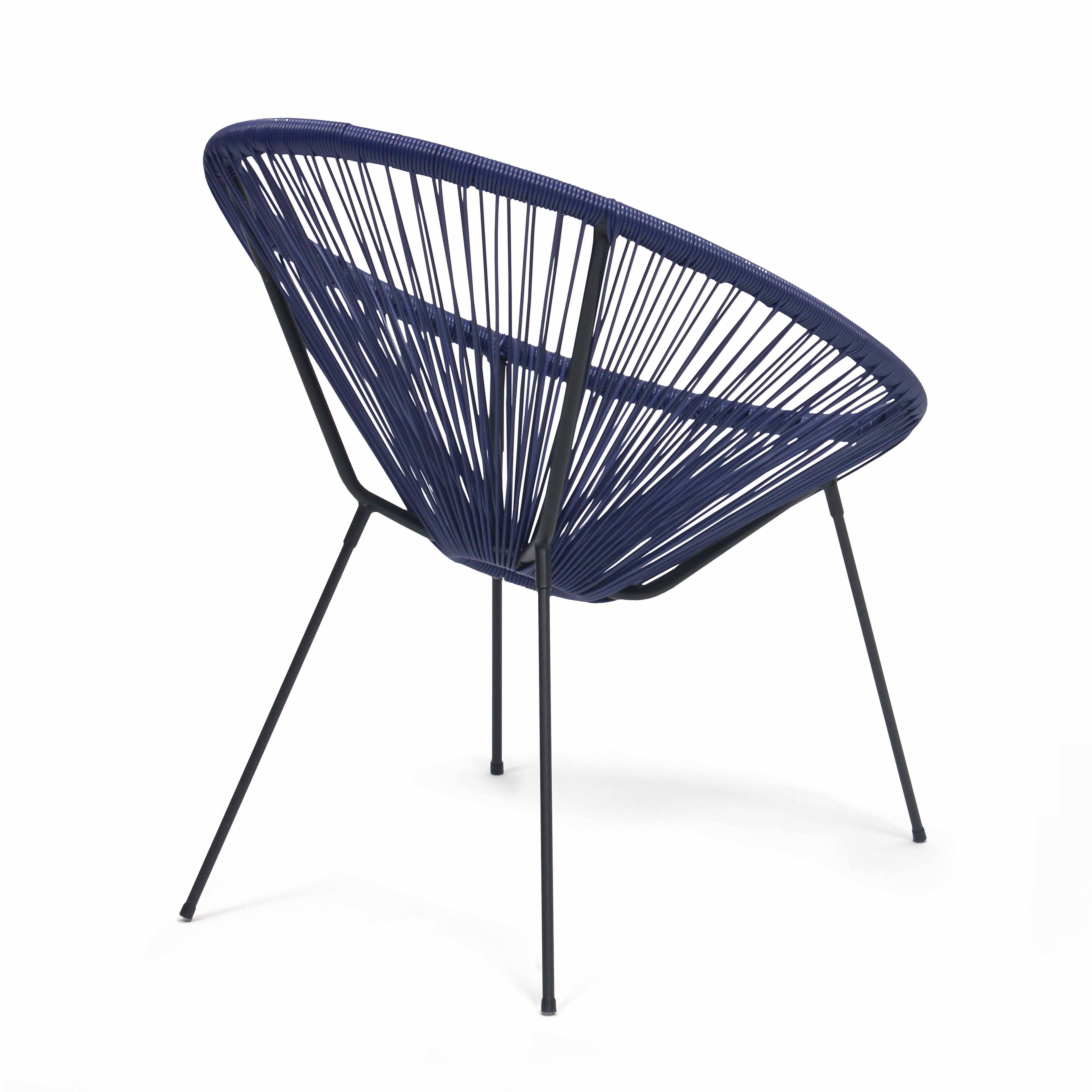 Oviala - Fauteuil en résine tressée bleu Ovo - Oviala - Imagen 4