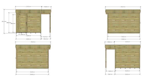 ABRI DE JARDIN bois autoclave 27mm - 3,64x3,44m / 13m2 - Bac acier - Plancher bois - Image 4