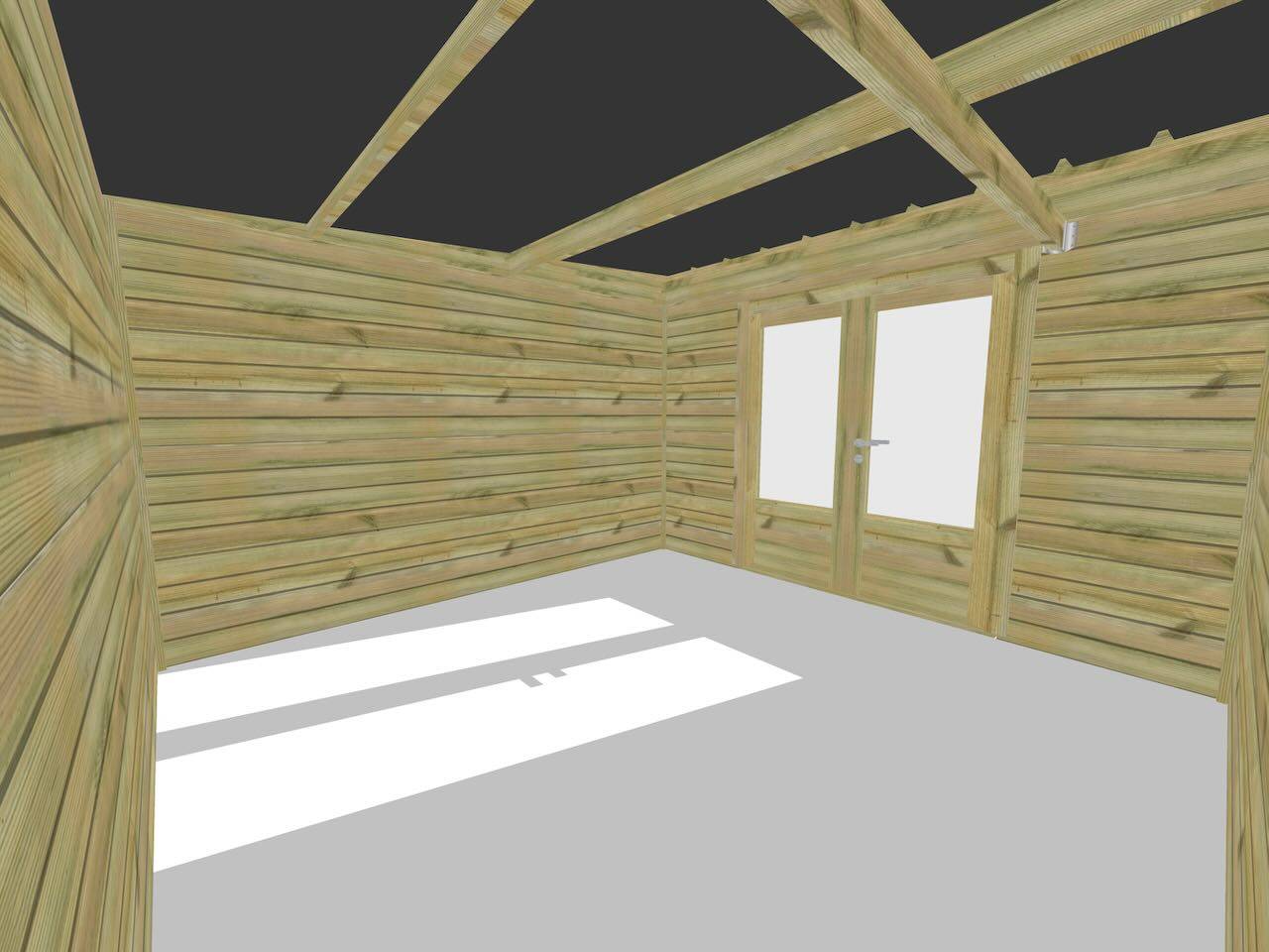 Sans Marque - ABRI DE JARDIN bois  autoclave 27mm - 3,44x3,44m / 12m2 - Bac acier - Abri Français - Imagen 5