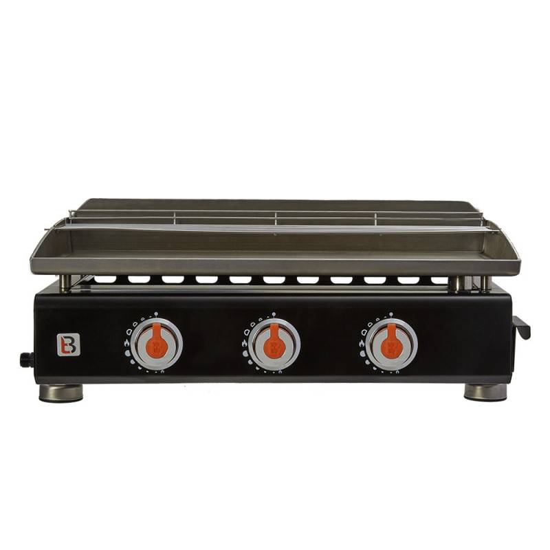 Brasero - Plancha au gaz Silvia II G - BRASERO - Plaque en inox de 67 x 34 cm - 3 brûleurs - Grille de réchauffement + Housse OFFERTE - Imagen 2