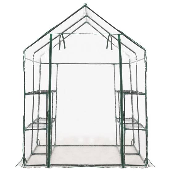 Serre Tunnel 2.04m² - Serre de jardin - Serre de culture avec 8 étagères 143x143x195 cm MAISON CHIC - Image 4