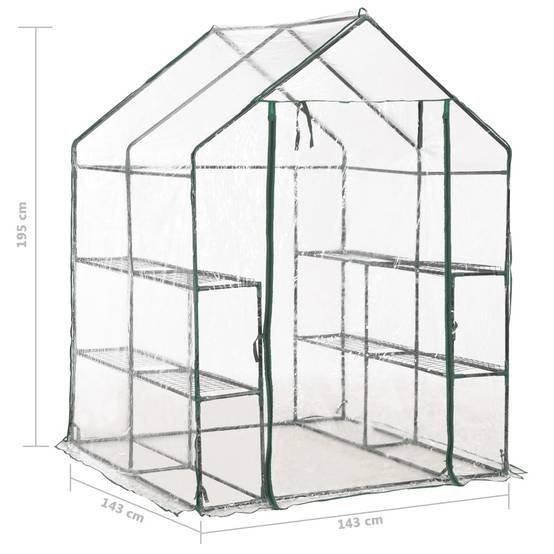 Serre Tunnel 2.04m² - Serre de jardin - Serre de culture avec 8 étagères 143x143x195 cm MAISON CHIC - Image 8