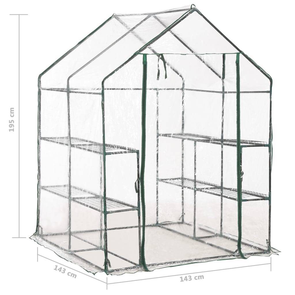 Serre Tunnel 2.04m² - Serre de jardin - Serre de culture avec 8 étagères 143x143x195 cm MAISON CHIC - Image 8