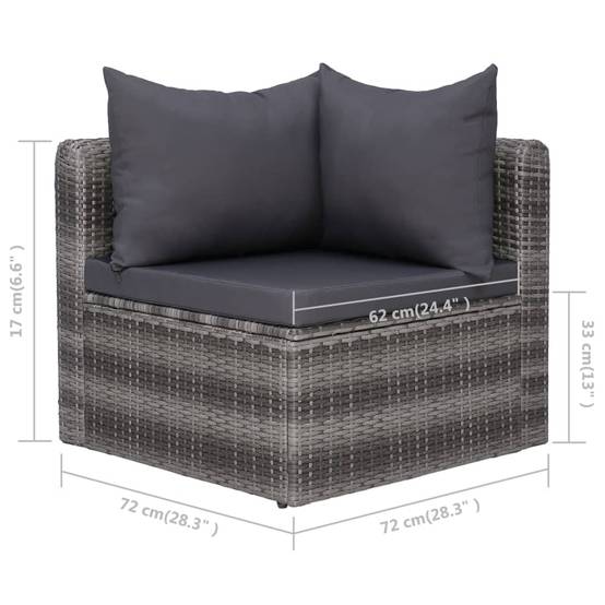 Helloshop26 - Salon de jardin meuble d'extérieur ensemble de mobilier 10 pièces avec coussins résine tressée gris - Imagen 8