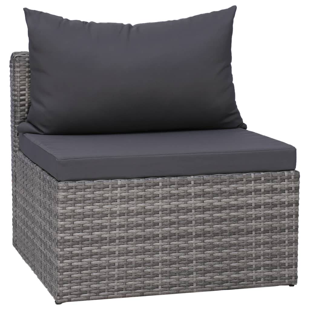 Helloshop26 - Salon de jardin meuble d'extérieur ensemble de mobilier 10 pièces avec coussins résine tressée gris - Imagen 7